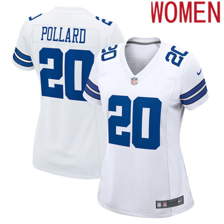 Women Dallas Cowboys 20 Tony Pollard Nike White Game Player NFL Jersey